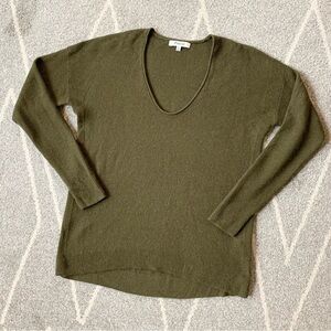 Madewell Olive Army Green V-neck Wool Blend Sweater